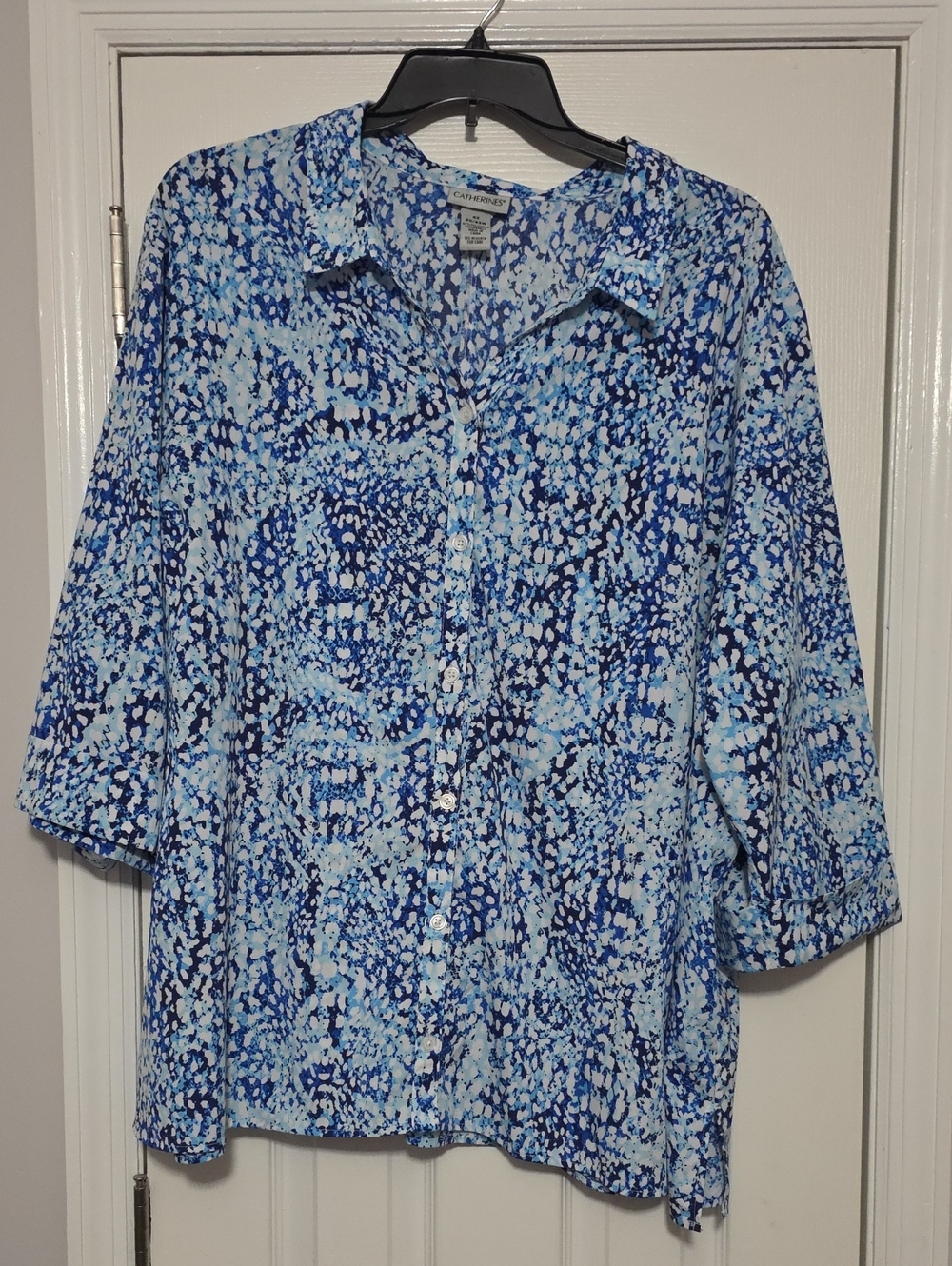 Catherines Blue Multi-Print Button Front Shirt
